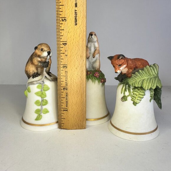 Lot Three Franklin Porcelain Woodland Animal Bells by Peter Barrett - Picture 2 of 6